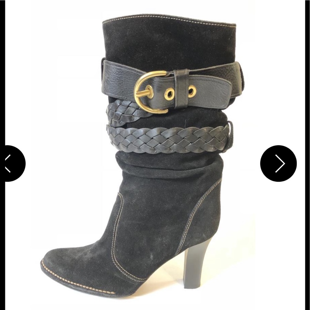 Coach Randie Black Suede/Leather Boots Size 6.5 - Picture 3 of 5